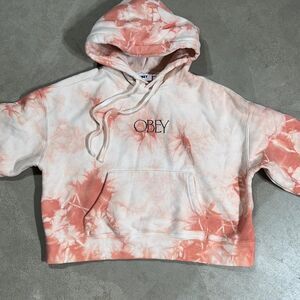 Obey tie dye Cropped Hoodie Womens Size Small